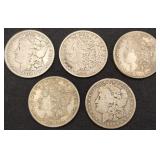 5 Morgan Silver Dollars