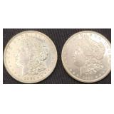Two Morgan Silver Dollars - BU - 1881 S & 1921.