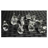 8 Vintage Clear Hand Blown Crystal Animal Figures