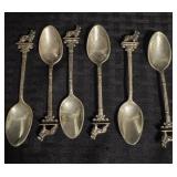 6 Antique Figural Sterling "Collie" Spoons