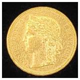 Switzerland 1876 Gold 20 Francs