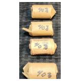 4 Rolls Kennedy 1/2 Dols. $40 @ 40% Silver