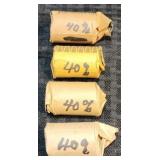 4 Rolls Kennedy 1/2 Dols. $40 @ 40% Silver