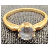 Vintage 10K & Solitaire Round Cut Sapphire Ring