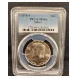 1976 S Silver Kennedy 1/2 Dollar PCGS MS 66