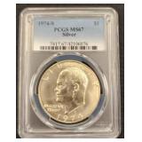 1974 S Silver Ike Dollar Certified PCGS MS 67