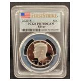 2020 S Silver Proof Kennedy 1/2 Dol 1st PR 70 DCAM