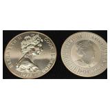 2 Silver Coins - 1977 $5.00 & 2022 $1.00