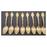 8 Antique "H & S" Sterling Medallion Spoons