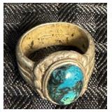 Vintage / Antique Heavy Turquoise & Silver Ring