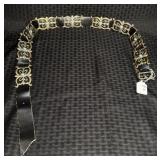 Native American Sterling, Turquoise & Leather Belt
