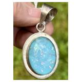 Vintage Sterling & Blue Cabochon Glass Stone