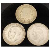 3 Great Britain George V Silver Florins