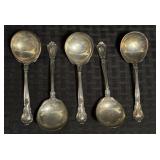 5 "Gorham" Sterling "Chantilly" Round Soup Spoons