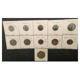 11 Copper Coins Italian City States 1804 to 1866