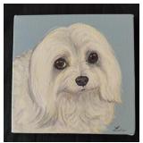 Vintage Painting of Maltese Dog