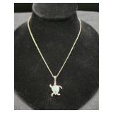 Vintage Larimar & Sterling Sea Turtle Pendant