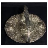 Antique Silver Plated Repousse Tray with Handle