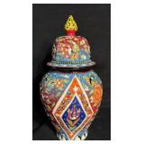 Vintage Hand-Painted Turkish Ceramic Ginger Jar