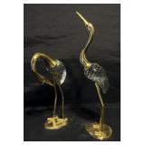 Vintage 2 Hollywood Regency Brass & Glass Crane's