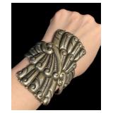 1940s Mexican Sterling Repousse Clamper Bracelet