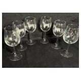 Vintage 6 Etched With Dog Wine Glasses