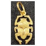 18K Gold Egyptian Scarab Beetle Pendant / Charm
