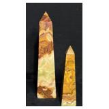Vintage 2 Banded Rainbow Onyx Hand-Carved Obelisks