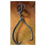 Primitive Antique Iron Ice Tongs