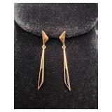 Vintage Kabana 14K & Black Onyx Modernist Earrings