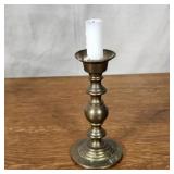 Antique Turned Brass Baluster-Style Candlestick