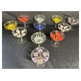 Vintage 12 Hand Painted Margarita Coup Glasses