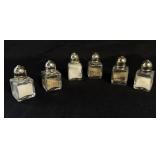 Vintage 6 Mini Glass Cube Salt & Pepper Shakers