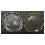 Vintage 2 Glass Serving Plates With Gold Rims