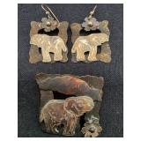 Vintage 'Gardella' Mixed Metal Elephant Set