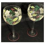 Vintage 2 Hand-Painted Christmas Wine G