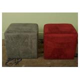 Vintage 2 Cube Pouf Ottomans 1 Red, 1 White