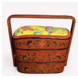 Vintage Chinese Red Lacquer Tiered Box