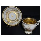 Antique Porcelain Teacup & Saucer w/ Gold Gilding