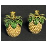 Vintage Enameled Pineapple Shaped Candle Holders
