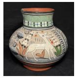 Vintage Signed Folk Art Burnished Clay Vase