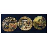Vintage 3 Chalk-ware 3 D Relief Wall Plates
