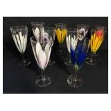 Vintage Hand Painted 10 Wine Glasses