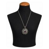 Fine & Large Mexican Sterling & Amethyst Necklace