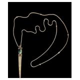 Arts & Crafts Hammered Sterling & Stone Pendant