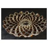 Baccarat  Amber & Clear Footed Serving Dish
