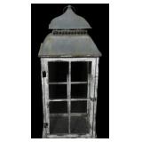 Antique Tin, Wood & Glass Pane Lantern Box