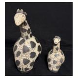 Vintage 2 Fenix Raku Pottery Giraffe Figurines