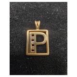Fine 14K Gold & Diamond Letter 'P' Pendant