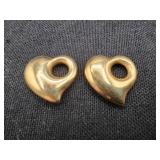 Two Matching 14K Puffed Heart Pendants / Charms